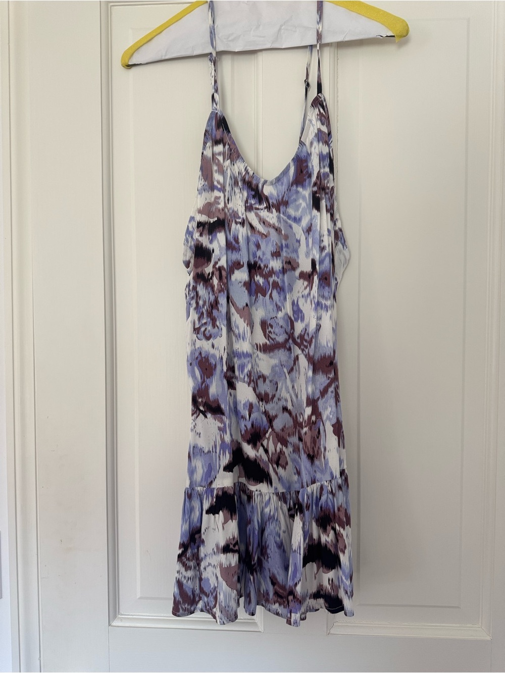 Sleeveless V-Neck Blue Multi Print Summer Dress